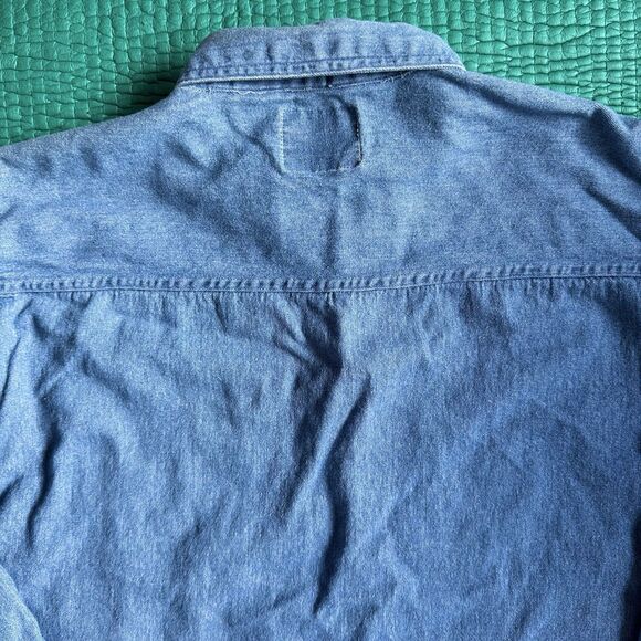 Vintage 90s Quizz Denim Button Up Shirt Sz L Christmas Bears Embroidery Winter - Picture 15 of 16